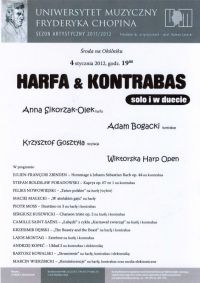Harfa i Kontrabas Harfa i Kontrabas - koncert - środa UMFC, Adam Bogacki - kontrabas, Anna Sikorzak-Olek - harfa